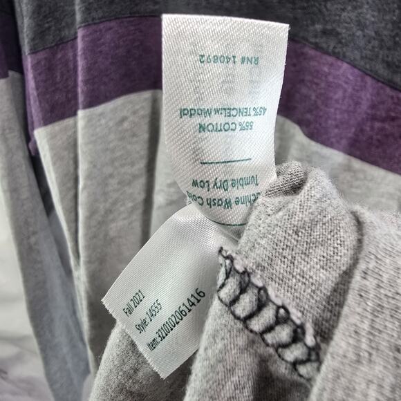 Marine Layer T Shirt Mens Medium Long Sleeve Crew Neck Gray Purple Stripe - Picture 8 of 13